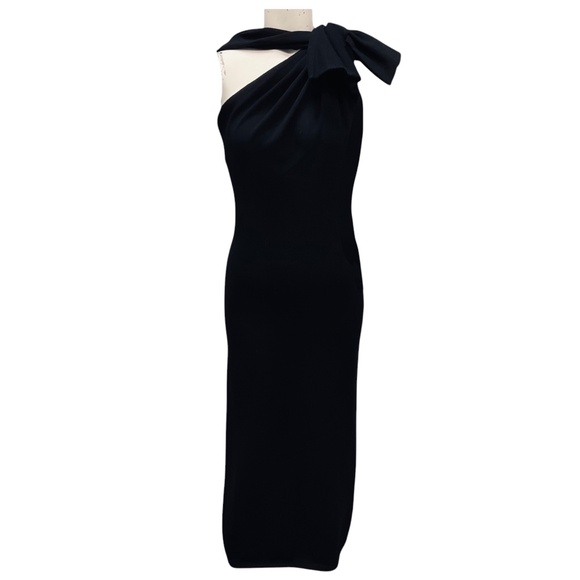 GIAMBATTISTA VALLI BLACK KNIT MIDI COCKTAIL DRESS - Picture 1 of 6
